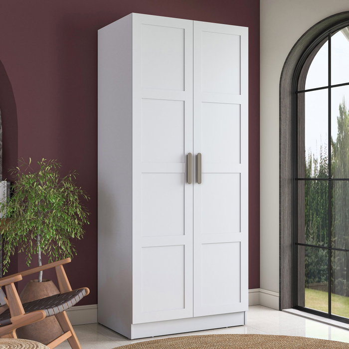 Hanah Home Armario Blanco con Estanterías Hanah Home Armario Blanco con Estanterías